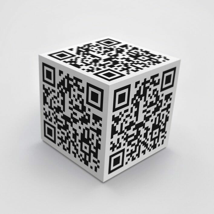 3D cube with QR code