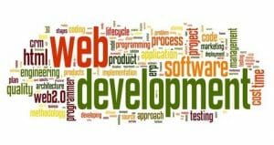 Web development concept in word tag cloud