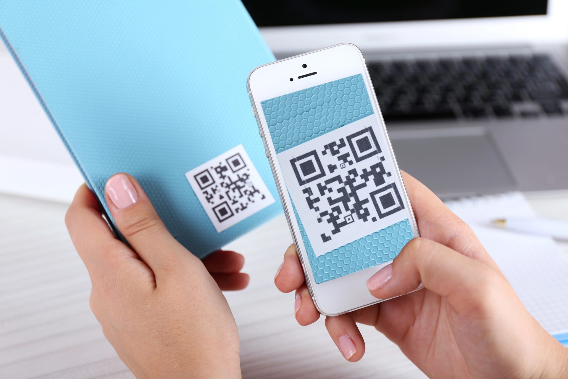 Phone scanning QR code on direct mail piece